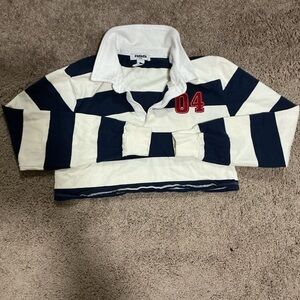 RSQ Navy and Cream Striped Shirt